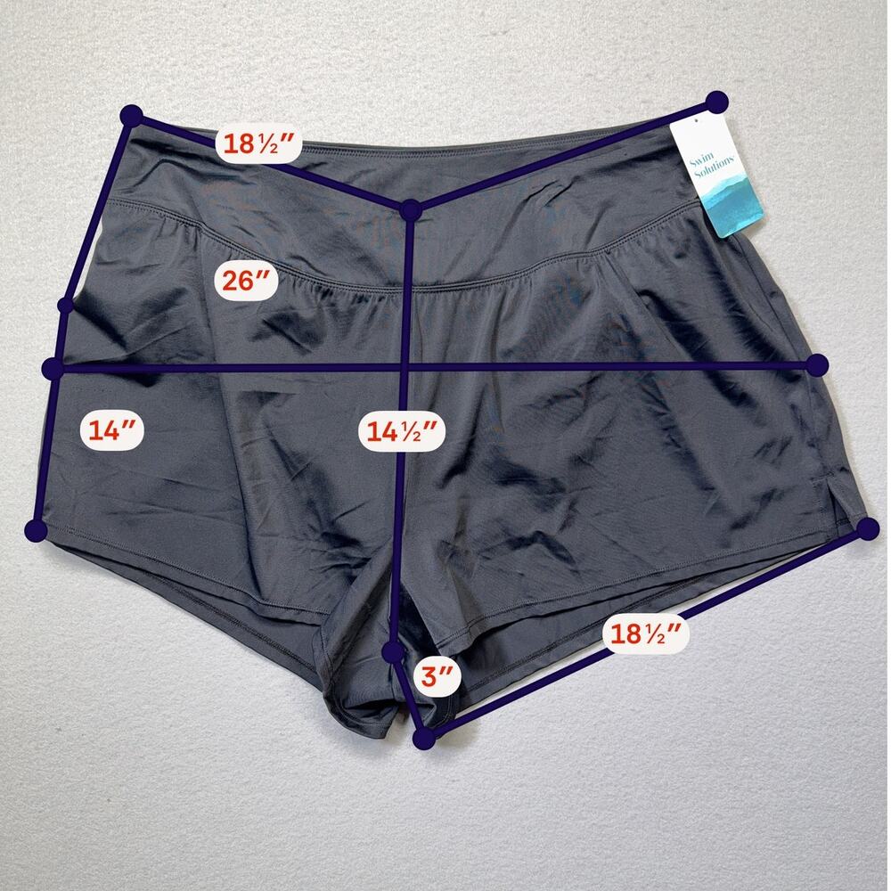 Swim Solutions Pull-on Swim Shorts Black 16W MSRP $64 - Picture 3 of 14